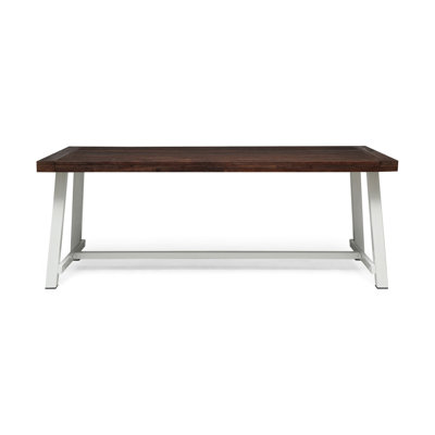 79 Outdoor Dining Table - Modern Industrial Design Stunning Wood Top Metal Seats Up To 8 79" X 36" 30" Dark Brown + White Wooden People