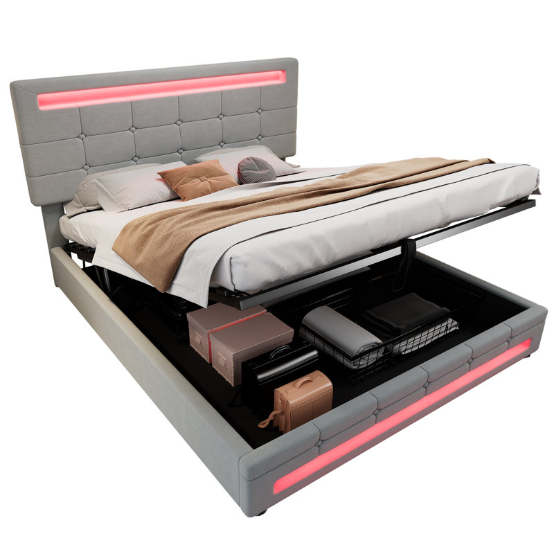 Cybill Upholstered Ottoman Storage Bed, Beige