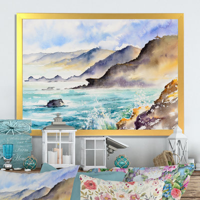 «Huge Ocean Waves in Coastal Bay», reproduction d'art sur toile