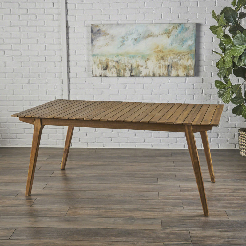 Table de salle à manger d'extérieur en bois massif de 69 po