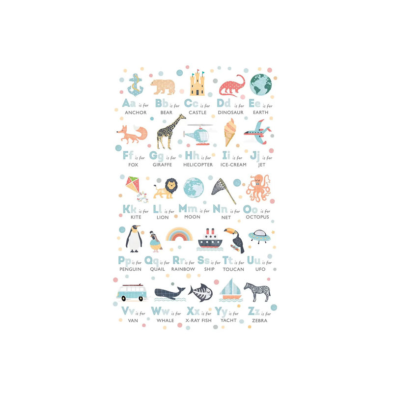 Boys Illustrated Alphabet - Wrapped Canvas Print, 20.32 cm H x 30.48 cm W