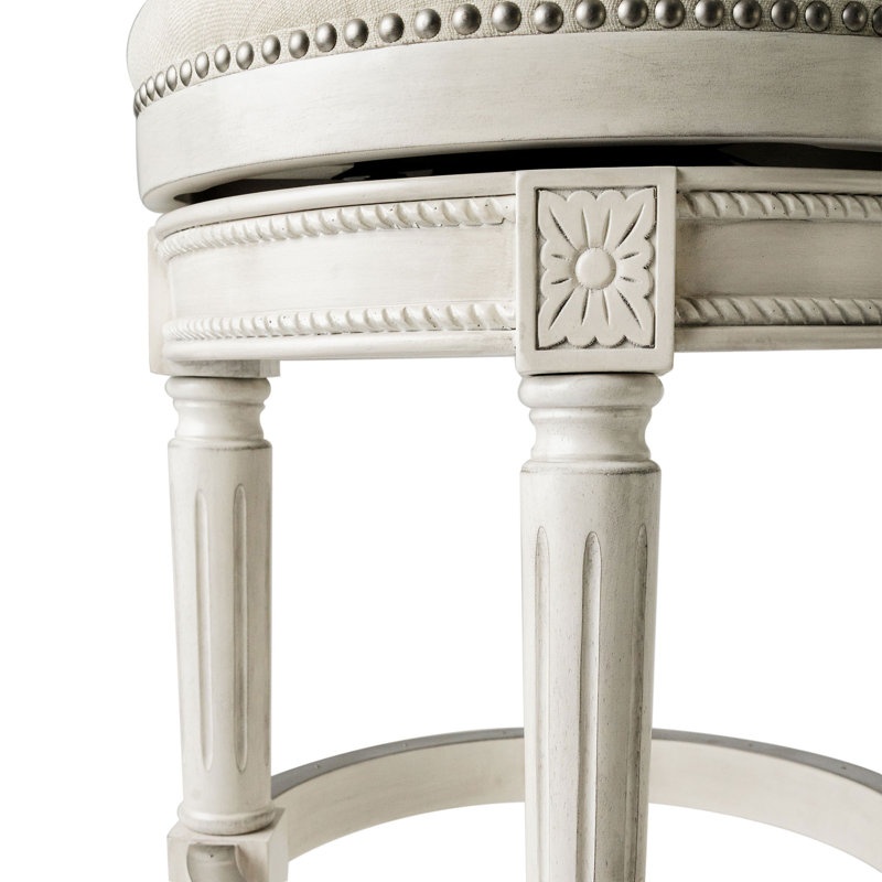 White Oak Backless Swivel Counter Stool with Upholstered Seat