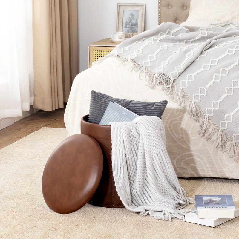 17.5" H Upholstered Storage Ottoman Footstool for Living Room