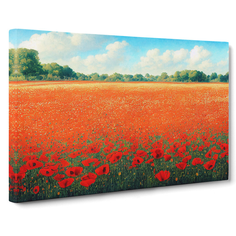 Exceptional Poppy Field Flowers - Wrapped Canvas, 40cm H x 60cm W x 3cm D