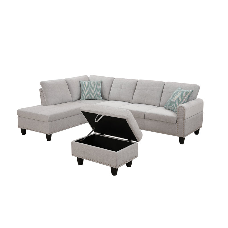 Canapé d'intérieur faisant face à gauche avec repose-pieds, Gris clair