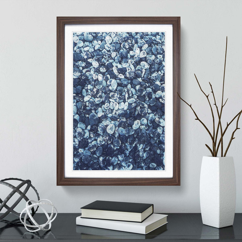 Pebbles on the Beach - Picture Frame Painting Print, 48cm H x 36cm W x 2cm D, Walnut Framed