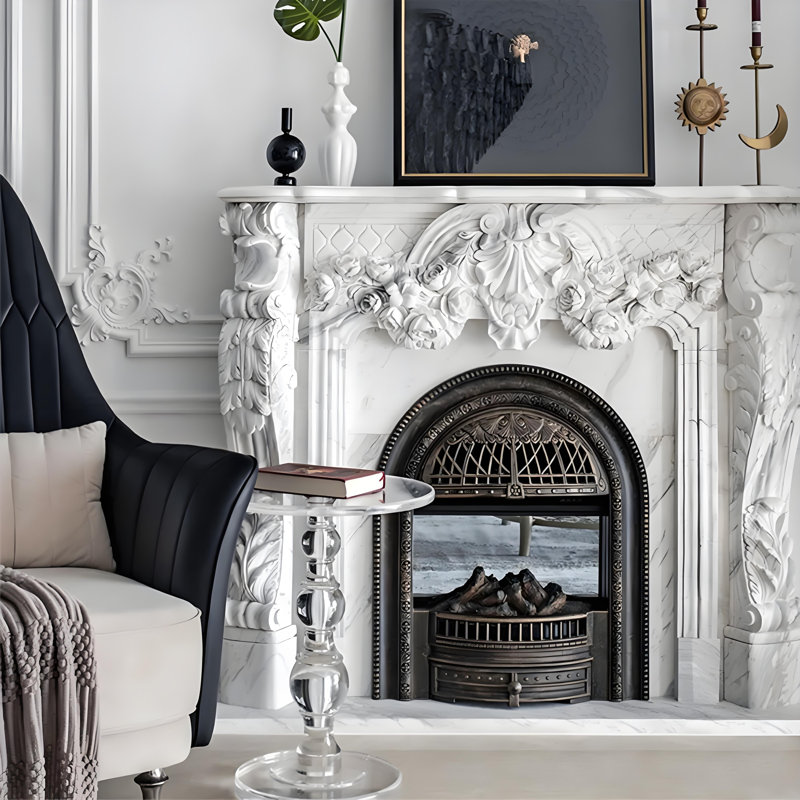 Chaufferette de foyer électrique 51,18 po, Blanc / Gris, H 43,31 po x l 51,18 po x P 13,78 po