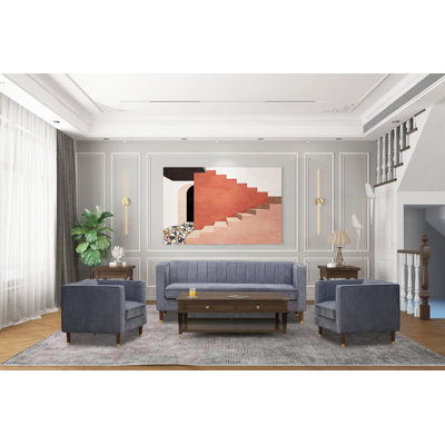 Jacqueline Velvet 3 pc Sofa and 2 Arm Chairs set