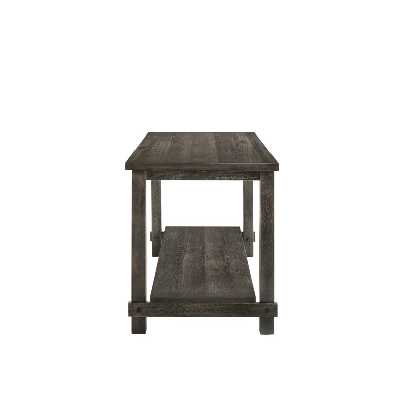 Table à hauteur de comptoir Ii - finition grise, construction, tablette inférieure pour espace de rangement, plateau en bois fixe, pieds droits carrés,