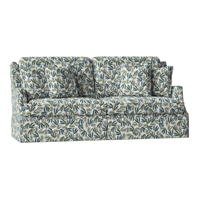 Savannah 87.5" Round Arm Sofa with Reversible Cushions, Perigold Palmetto Verdigris