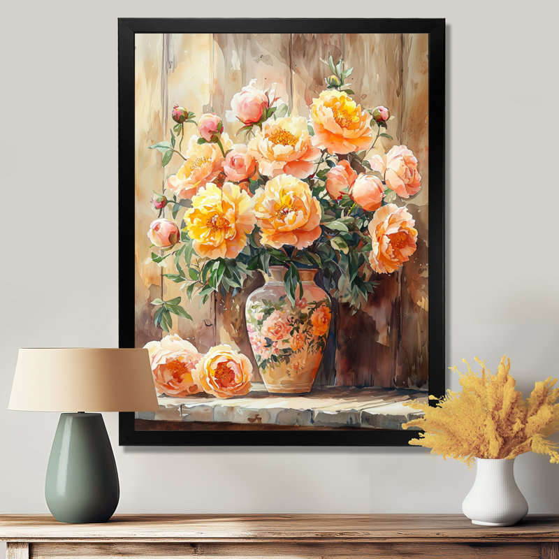 Carson - art mural floral, Noir, noir, noir, noir, H 20 po x l 12 po, Reproduction encadrée d'une seule photo