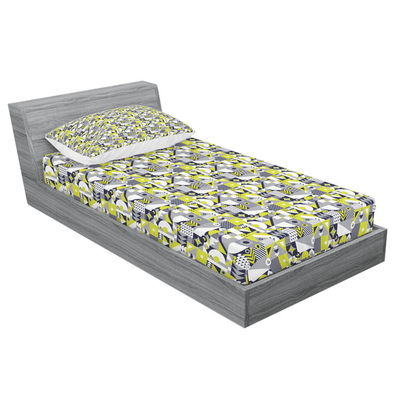 Microfiber Patterned Fitted Sheet, Twin XL Fitted Sheet with 1 Pillowcase
