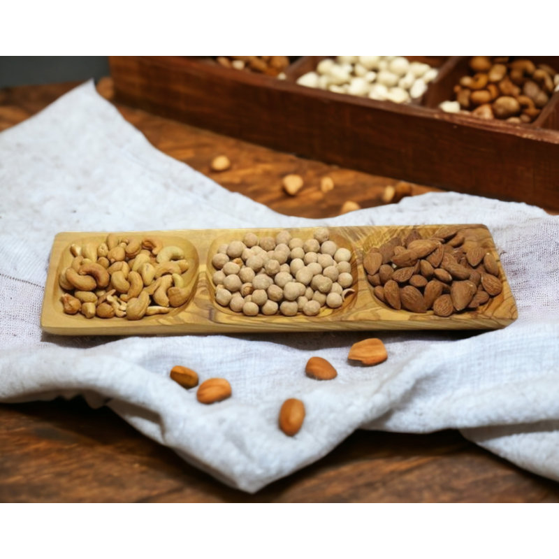 Kitchenware Olive Wood 3 Section Serving Dish
