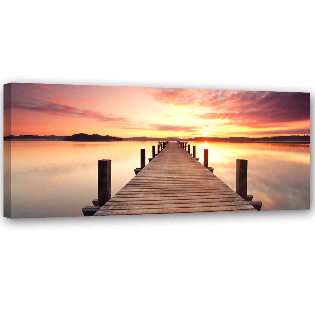 Wandbild, Sonnenuntergang Brücke