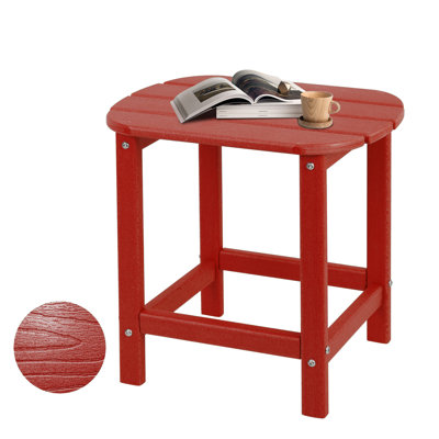 HDPE Outdoor Side Table with Wood Grain Texture – Weather-Resistant, Low-Maintenance Accent Table for Patio, Porch, Backyard, Poolside & Indoor Use
