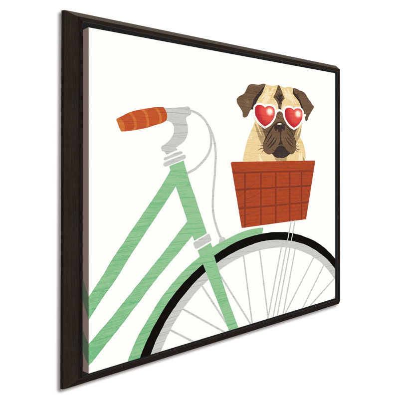 «Beach Bums Pug Vélo I», impression, H 31,5 po x l 31,5 po x P 2 po, Cadre flottant espresso