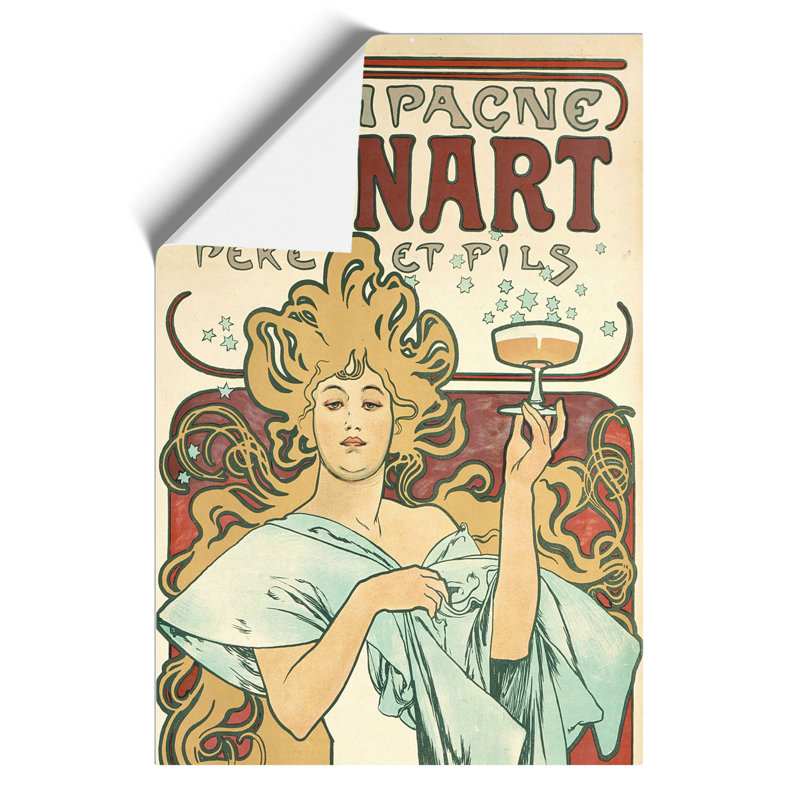Champagne Ruinart Vol.1 by Alphonse Mucha - No Frame Painting, 42cm H x 30cm W x 0.1cm D