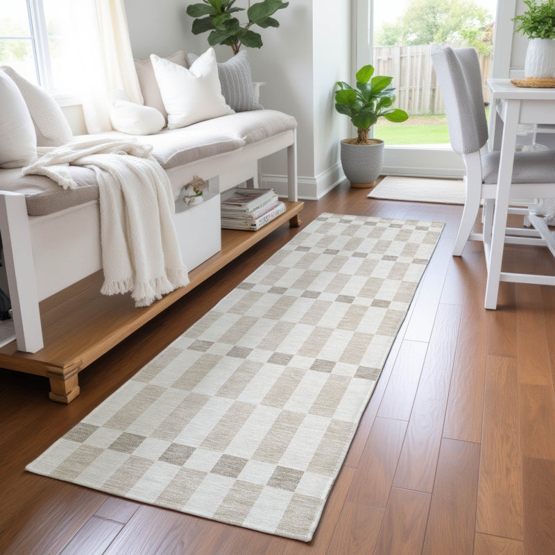 Machine Washable Indoor/Outdoor Chantille ACN2547 Geometric Rug, Runner 2'3" x 7'6", Ivory