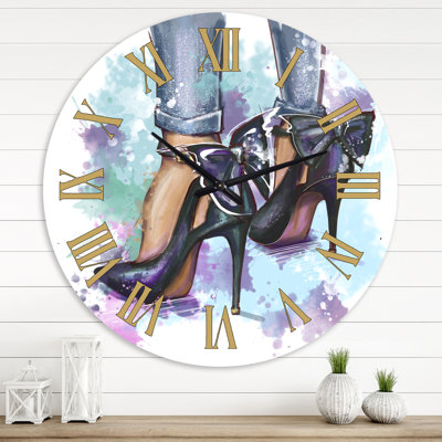 Bright Colorful Trendy Fashion Shoes - Modern wall clock