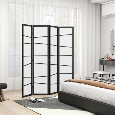 Folding Room Divider, 4 Panel Privacy Screen for Home Office, White