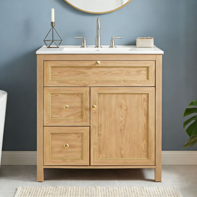 30 Inch Fluted Bathroom Vanity with Sink