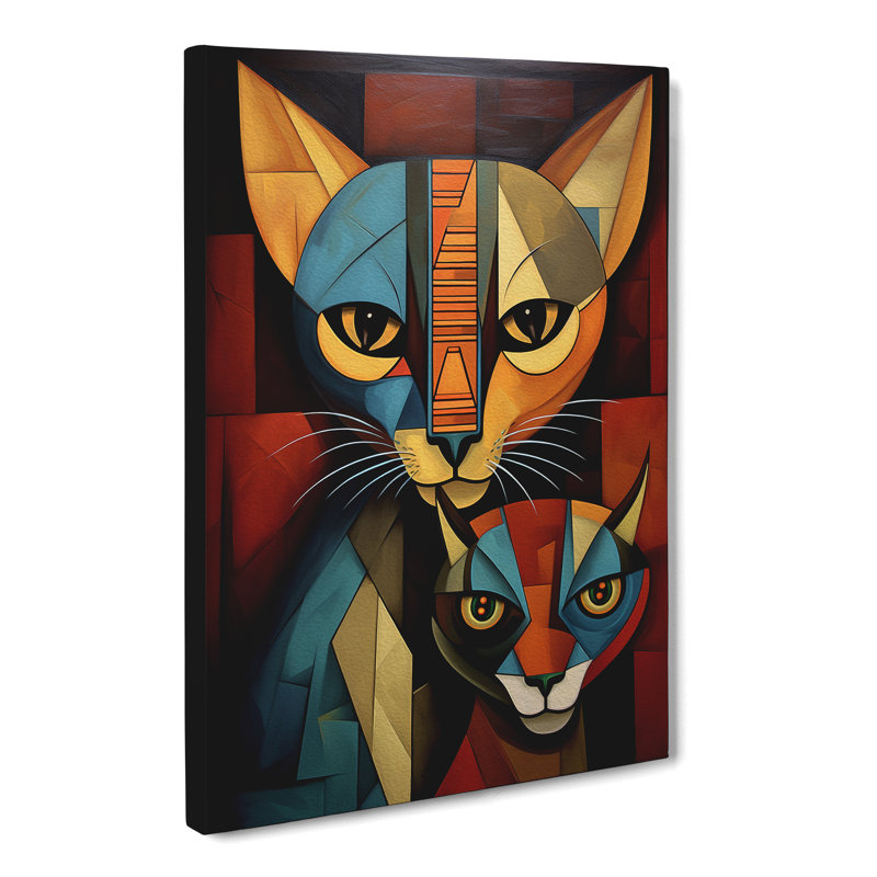 Egyptian Cat Cubism Art No.4 - Wrapped Canvas, 50cm H x 35cm W x 3cm D