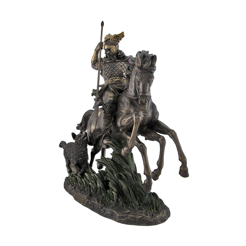 Statue de dieu nordique cheval de table en résine coulée à froid bronze Odin