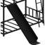 Lit superposé avec glissade, approche en métal noir, économie d'espace pour les petites chambres à coucher, barrières de sécurité sans processus d'assemblage en noir, disposition des glissières, sommeil sécuritaire, guide simple