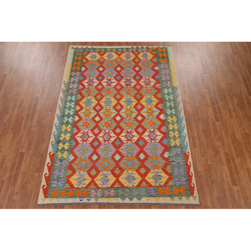 Geometric Kilim Reversible Wool Area Rug