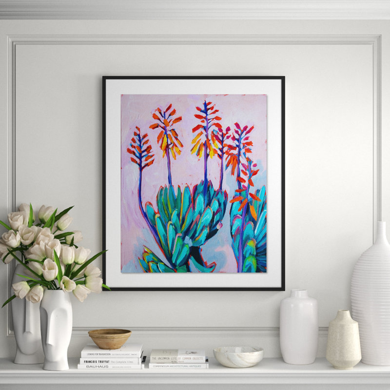 Fan Aloe Painting by Sari Shryack, Black, 24" H x 20" W x 1.5" D