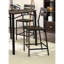 Table carrée 5 pièces à hauteur de comptoir avec 4 chaises hautes à dossier à lattes en brun antique et noir, style industriel pour 5 personnes de style transitionnel, avec table en bois et métal noir