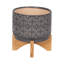 Pot à fleurs en céramique avec support en bois St. Charles - Pot décoratif moderne pour plantes d'intérieur-1267760326-1267760321