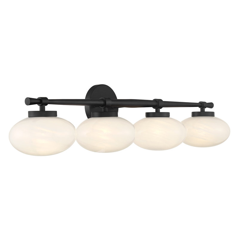 Barrow Bathroom Vanity Light, Matte Black, 4 Lights, 8" H x 33.75" W x 6.63" D