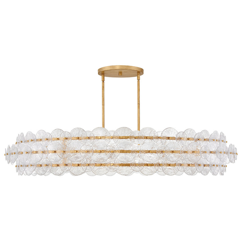 Rene 10-Light 60" Drum Chandelier w/ Textured Glass Discs