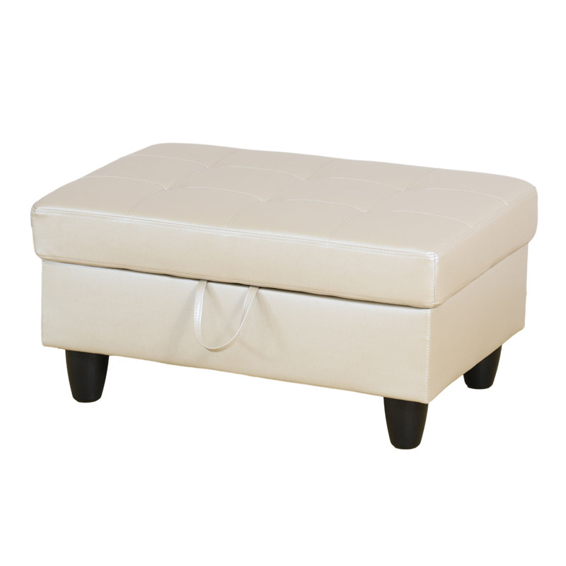 Faux Leather Ottoman, Latte Faux Leather