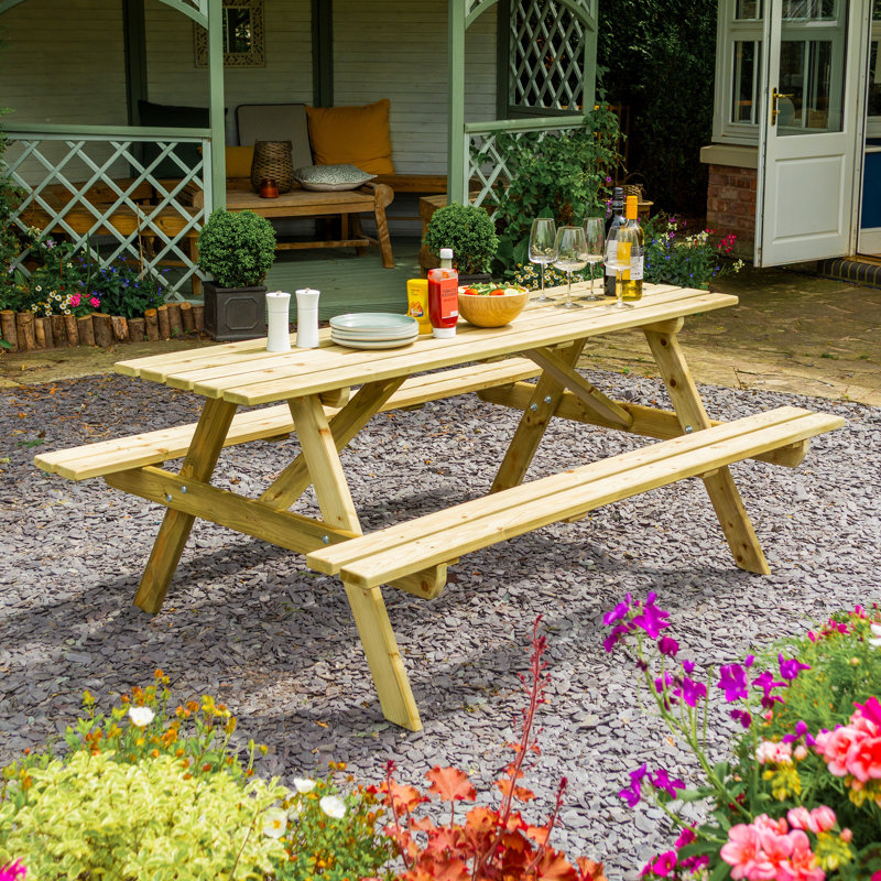Rowlinson Traditional Picnic Table, 71cm H x 120cm W x 180cm D
