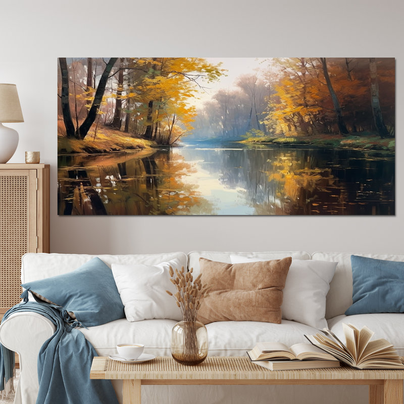 «Whimsical River and Forest IV», reproduction d'art sur toile, H 12 po x l 20 po x P 1 po, Toile tendue