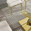 Table de salle à manger rectangulaire dorée avec plateau en verre trempé transparent de 71,89 pouces, style simple, table avec plateau espace, pieds, conception sobre et fonctionnelle