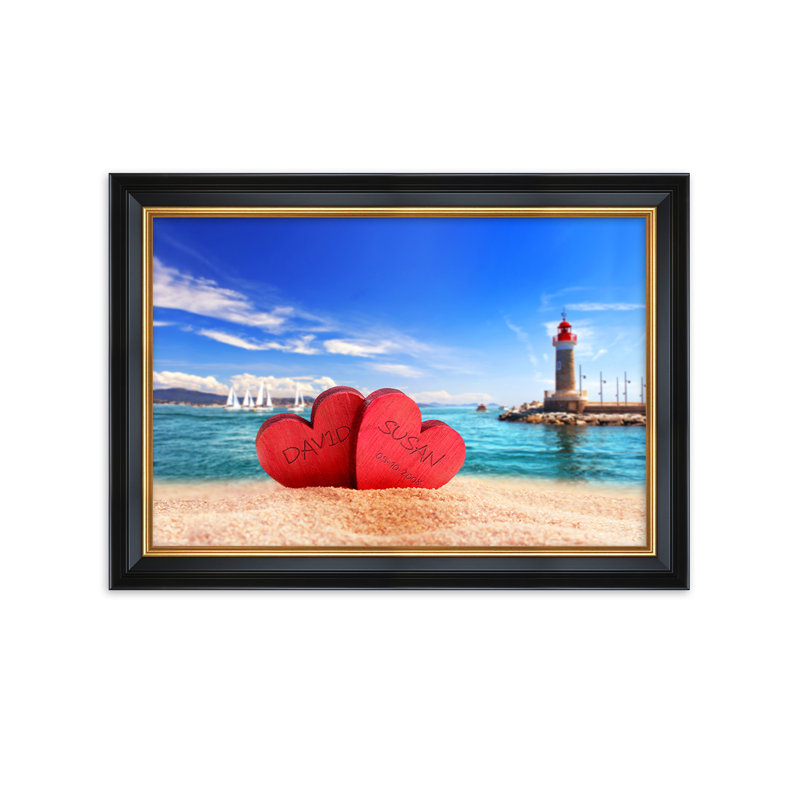 Beach Lovers, reproduction encadrée, H 12 po x l 18 po x P 1,5 po, Toile avec cadre noir (cadre en bois)