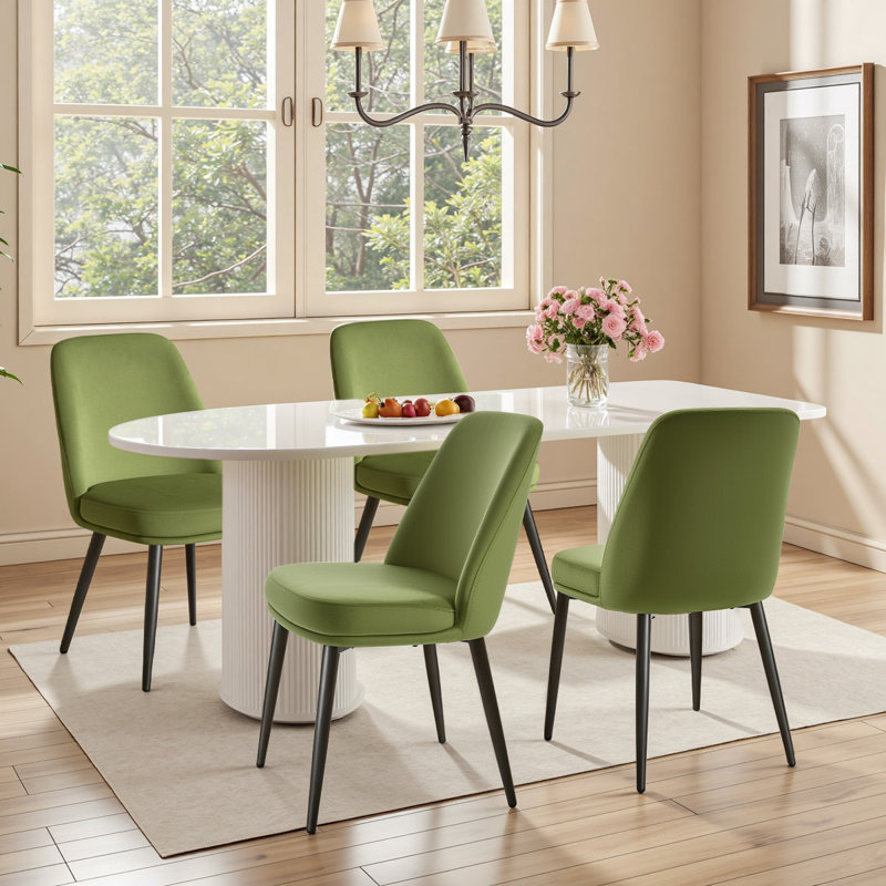 49Cm H Modern Velvet Upholstered Dining Chair for Kitchen/Dining Room, Green