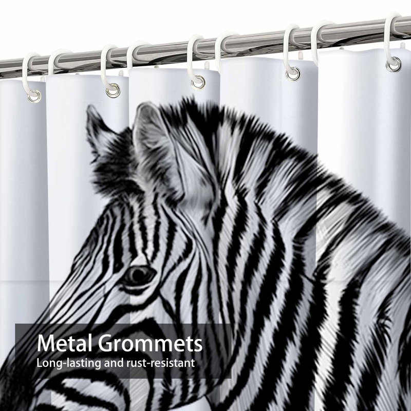 Rideau de douche Zebra Head, L 72 po x l 84 po