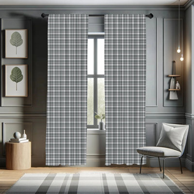 Plaid Semi-Sheer Rod Pocket Curtain Panels