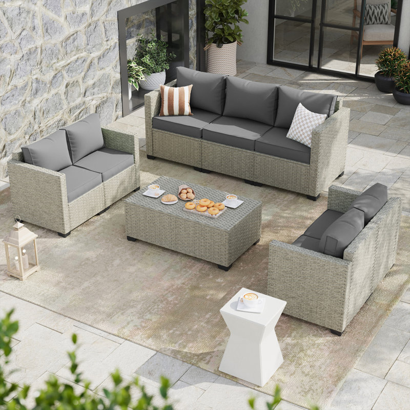 7-Person Wicker Outdoor Seating Group With Storage