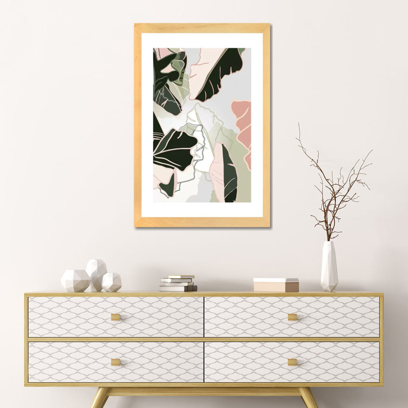 «Leaves Bananenpalmen» par Ana Rut Bré - impression d'art graphique, H 24 po x l 16 po x P 1 po, Blanc