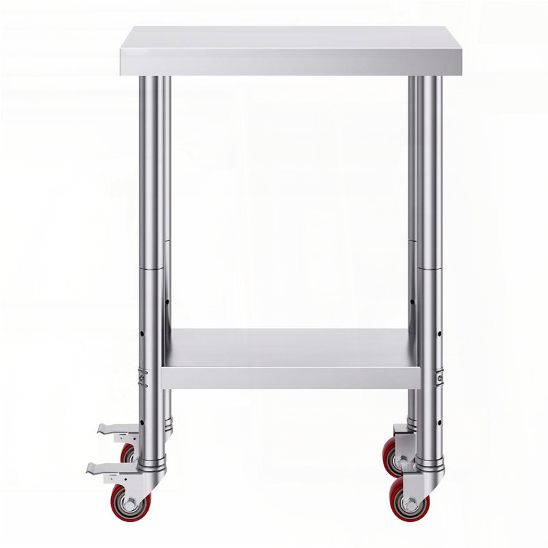 Table de travail en acier inoxydable avec roulettes , H 7,91 po x l 14,53 po x P 26,3 po