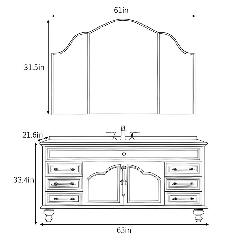 French retro light luxury bathroom cabinet