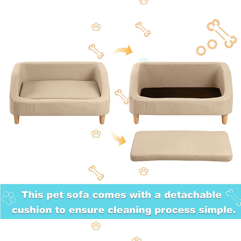 Canapé pour chien avec coussin amovible, Jaune