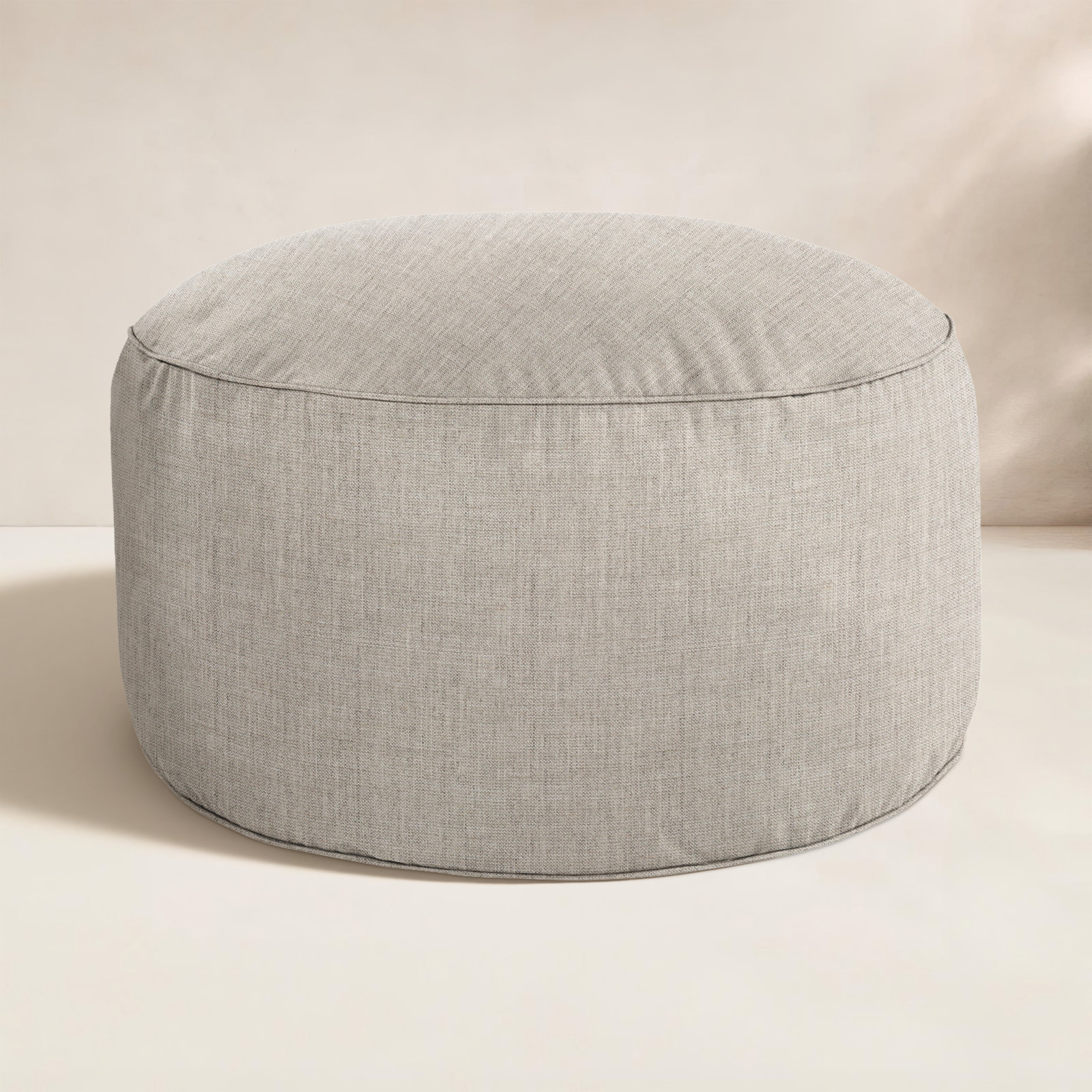 Demi Round Upholstered Outdoor Ottoman with Sunbrella® Cushion, Silver Sunbrella®