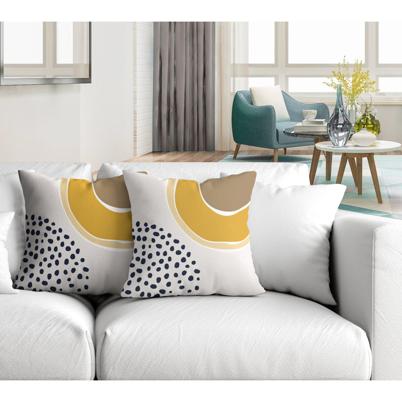 Jeté carré en polyester / mélange de polyester intérieur / extérieur, L 19 po x H 19 po, Jaune