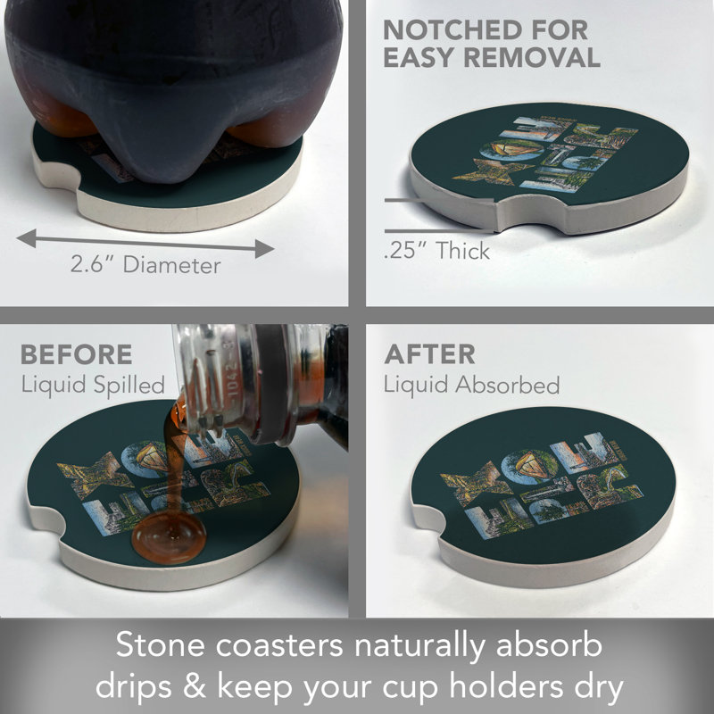 Exploration 2 Pack Stone Car Coasters
